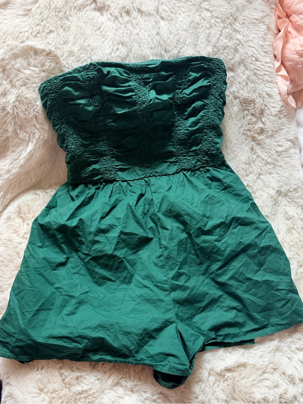 American Eagle Outfitters Green Smocked Strapless Romper